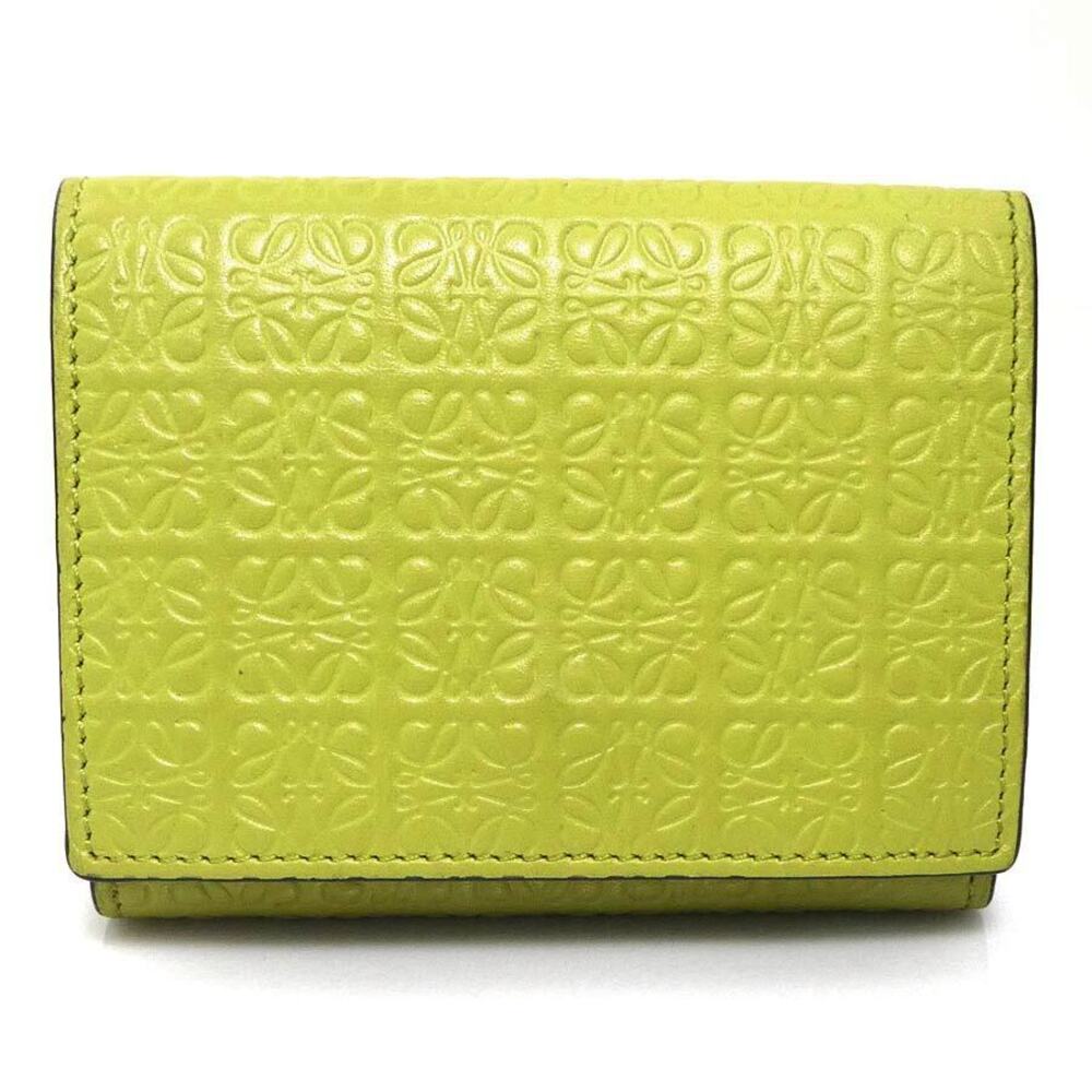 Loewe Tri fold Wallet Leather Yellow Green